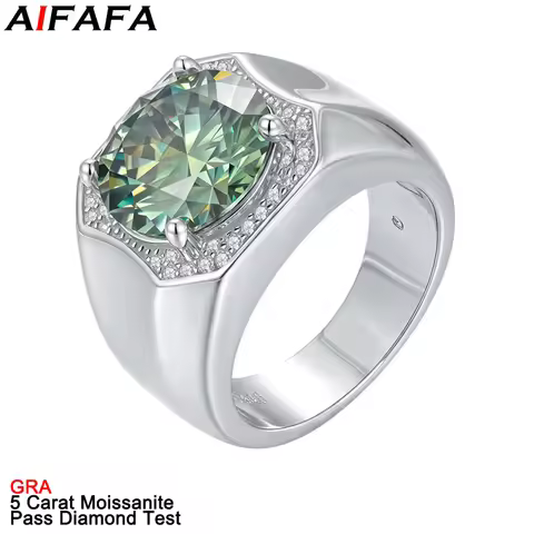 5 Carat Real Moissanite Diamond Rings for Men Women Sparkling White Green Moissanite Business Ring F