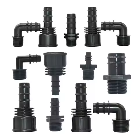 1/2 3/4 1inch Thread To 16/20/25mm PE Pipe Barb Connector Plastic Hose Fitting For Garden Farm Green