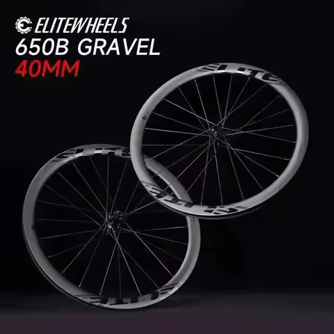 ELITEWHEELS 650B Gravel Wheelset Road Disc Carbon Wheels 40x32mm Tubeless Ready Ceramic Bearing / Ra