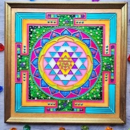 彩色玻璃漆斯里兰卡Yantra曼陀罗玻璃艺术冥想瑜伽灵性