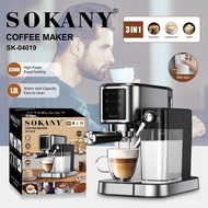 W-8&amp; SOKANY04019Espresso Coffee Machine Automatic Household High Pressure Extraction Steam Frothed Milk Coffee Machine L