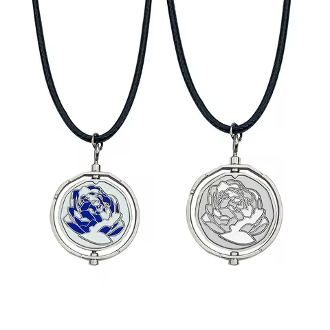 Game LOL Jinx Blue Rose Rotatable Cosplay Necklace Halloween Party Cosutmes DIY Stuff Arcane Season 