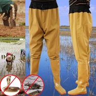 กางเกงบูทกันน้ำ หนาอย่างดี!! (สีเหลือง) รองเท้าบูทยาวพิเศษกางเกงทำสวน กางเกงกันน้ำ ทำไร่ โคลนไม่ดูดกางเกงบูทกันน้ำ