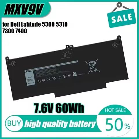 7.6V 60Wh MXV9V Laptop Battery for Dell Latitude 5300 5310 7300 7400 5VC2M N2K62