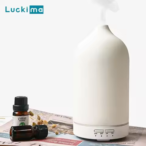 Ceramic Essential Oil Aromatherapy Diffuser Ultrasonic Air Humidifier with Timer Night Light Waterle
