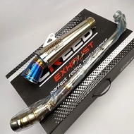 1set knalpot racing original creed exhaust bluemoon for bebekan bebek jupiter z, supra x110 supra x1