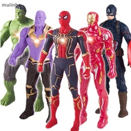MU  Luminous Hand Movable Kids Fans Birthday Gifts Marvel Avengers Iron Man Hulk Superhero Action Figure Classic GK Toy n