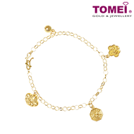 TOMEI Auspicious Quadruple Treasures Baby Anklet ( 吉祥四重宝物婴儿脚链) | Yellow Gold 916 (22K) (9M-ZZSB02-1C