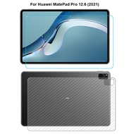 For Huawei MatePad Pro 12.6 (2021) Front Slim Soft Clear / Matte No Fingerprint / Tempered Glass Screen Protector / Back Carbon Fiber Sticker Film