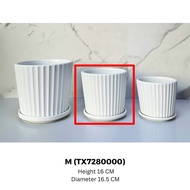 Ceramic Classic White Pot Series With Saucer Medium 17cm Pasu Bunga Seramik Putih Outdoor Ceramic Fl