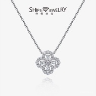 Shipei Jewelry2.5*4Water Drop0.2ct Four-leaf Clover Necklace Pendant Full Diamond Collarbone Chain F