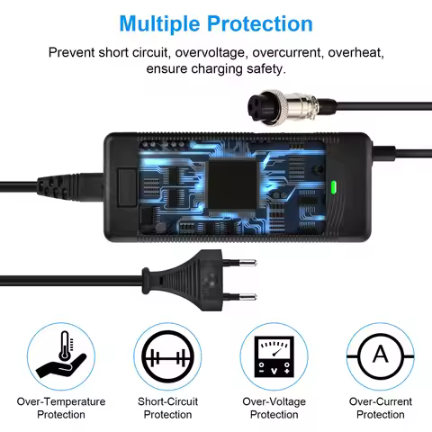 67.2V 2A Charger 60V Li-ion Battery Smart Charger with Cooling Fan Used for 16S 60 Volt 15Ah 20Ah 25