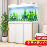 Akuarium kaca ultra-jernih baharu Sensen untuk ruang tamu, tangki ikan emas tanpa perlu menukar air 