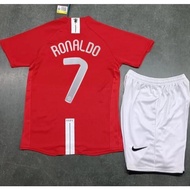 2007-2008 Man Mu Home Away Children's Retro Football Jersey Kids Set Ronaldo ROONEY