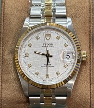 Tudor 74033 銀布紋鑽石