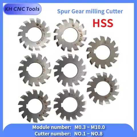 1PCS M0.3 M0.5 M0.75 M1 M1.25 M1.5 M2 M2.5 M3 M4 M5-M10 Modulus PA20 Degrees NO.1-NO.8 HSS Gear Mill