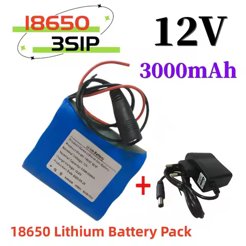 18650 12V 3S1P 3000mAh Lithium Battery Pack, For Projector, Speaker, And Wireless Monitoring Battery