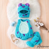 Popu-Baby Halloween Animal Costume Plush Sleeveless Crew Neck Romper Hat Shoes Party Clothes