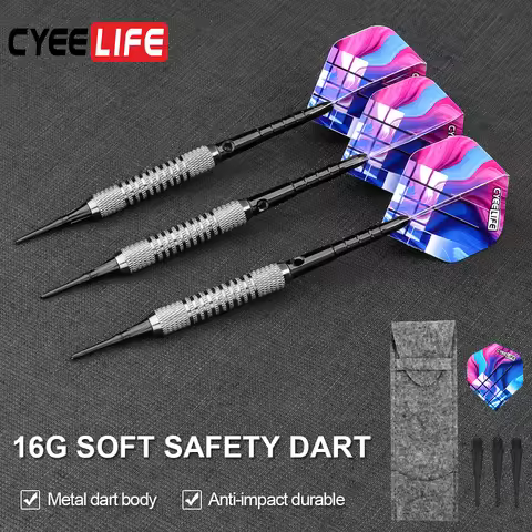 CyeeLife 16g soft tip darts 5 Colors Aluminium shafts with Rubber Rings Dart holder carrying case fa