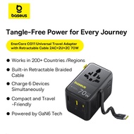 【Retractable Cable】Baseus EnerCore CG11 70W 2AC+2U+2C 6-in-1 Universal Travel Adapter Fast Charging 