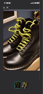 Dr. Martens 馬丁靴 黑色 螢光黃鞋帶