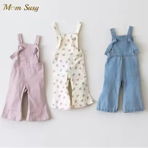 Fashion Baby Girl Cotton Denim Overalls Pant Infant Toddler Child Jean Suspender Trousers Spring Aut
