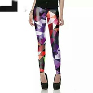 (KD1480)GEOMETRY PRINTED LEGGINGS FITNESS PANTS ZUMBA WEAR SPORTS WEAR