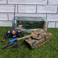 mainan mobil rc tank leopard anak - remote kontrol tank anak edukasi - Hijau
