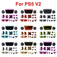 Chrome Buttons L1 R1 L2 R2 D-Pad Share Option Button Joystick Caps for PS5 V2 BDM-020 Controller 2.0