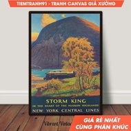 Wall paintings, Train Wall Art, Vintage Art, Storm King Mountain, Hudson River Print, New York, free