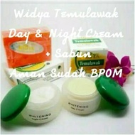 Temulawak Widya Day + Night Cream Package + Bpom Facial Lightening Whitening Cream Soap