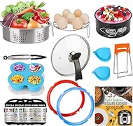 3-Quart-Accessories-Set with Tempered Glass Lid Sealing Rings Compatible with Instant Pot Mini 3, Including Steamer Basket Springform Pan Egg Rack Trivet Works with 3 Qt Instapot, Cookbook, Cover