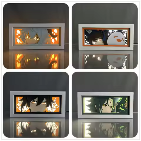 Led Light Box Genshin Impact Xiao for Gaming Room Decor Desk Lightbox Paper Cut Shadow Box Child Bir