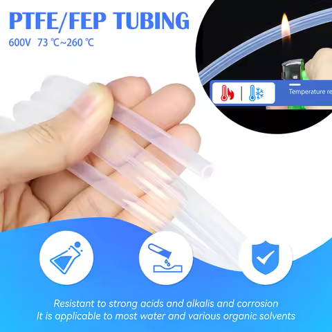 Transparent PTFE Tube ID1/2/3/4/5/6/7/8/10mm High Temperature Resistant FEP Extruder J-head Rigid Pi