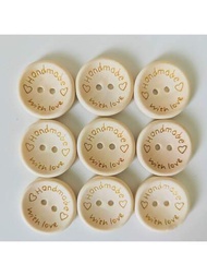 100入組2孔天然木製手工鈕扣,為裝飾工藝diy嬰兒服裝縫製配件注入愛心