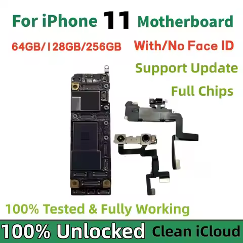 Tested Unlocked For iPhone 11 Motherboard With/No Face ID Support iOS Update Mainboard Clean ICloud 
