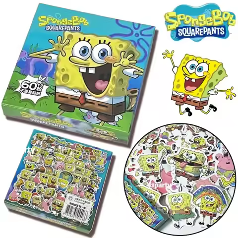 60Pcs SpongeBob Stickers Gifts Box Laptop Guitar Skins Decoration Patrick Star Handbook Sticker boys