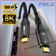FWEJI USB4 Type C To USB C Fast Charging Cable Thunderbolt 4 40Gbps 8K 60Hz USB-C Type-C Data Cord For Apple iPhone 15 iPad Macbook GSWHR