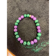 Malachite (with amazonite, pyrite, tourmaline & lepidolite) bracelet