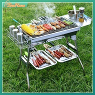 【Fast Delivery】Portable Barbecue Grill Stainless Steel Camping Stove with Stand with Storage Basket