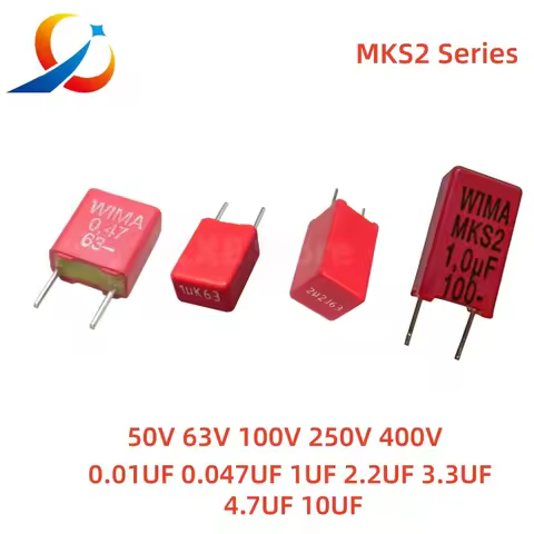 WIMA MKS2 Series 50V 63V 100V 250V 400V 0.22UF 0.47UF 0.68UF 1UF 2.2UF 3.3UF 4.7UF 10UF Audio Film C