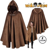 Men's Medieval Renaissance Hooded Cape Velvet Cloak Victorian Capelet Medieval Hobbit Halloween Cost