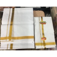 Pure Cotton Zari border dhoti (Vesti) [ Ready Stock ]  8 moolam - 3.6 mtr(9*5) ->Vesti + Thundu