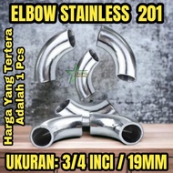 aksesoris stainless elbow/keni ss 201 3/4" inch ( diameter 19.1mm)