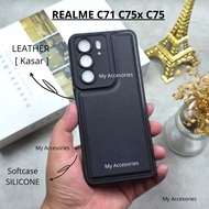 Luxury Case LEATHER PRO Camera REALME C75 C71 C75x C67 C61 C63 C65 Softcase Black Black Protect Came