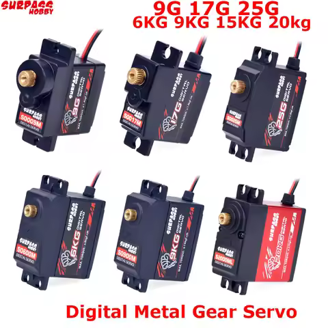 SURPASS HOBBY 9G 17G 25G 6KG 9KG 15KG 20kg Digital Servo Metal Gear RC Car Mini Servos Micro Motor f