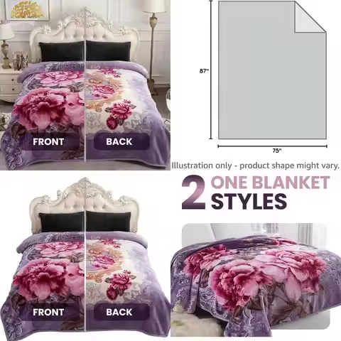 Reversible 2-Ply Korean Faux Mink Blanket - Plush, Silky, Warm, Queen Size, 87x75, 5 lbs