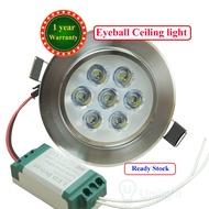 LED Silver Ceiling Lamp Downlight 7W (White) (Warm White)