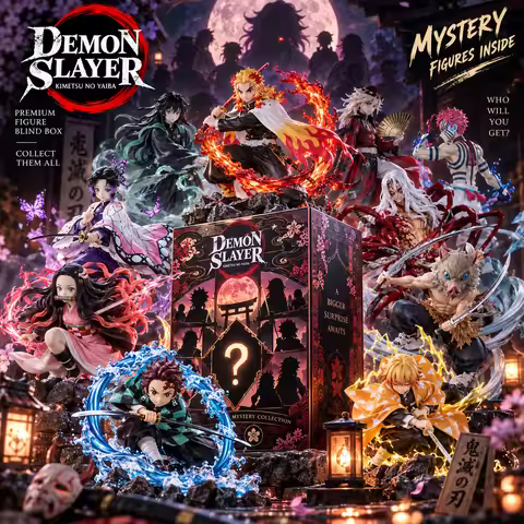 Mystery Box Demon Slayer Cute Character Mystery Blind Box Random Collectible Figures Keychain Badge 