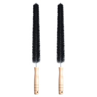 2pcs 40cm Wooden Handle Condenser Multifunctional Household Practical Anti Slip Dust Lint Dryer Vent Nylon Bristles Flexible Bendable Scratch Resistant Long Reach Radiator Brush